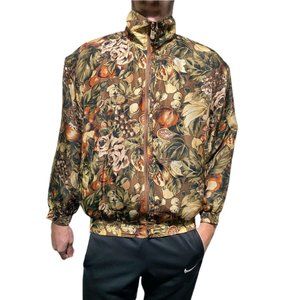 Insane Vintage 90s Floral Themed Zip Up Windbreake